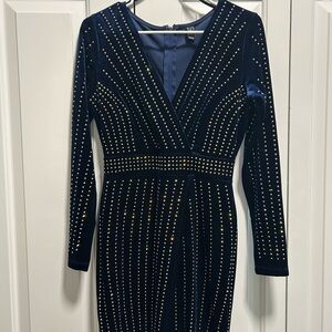 Elegant Navy Blue Studded Dress